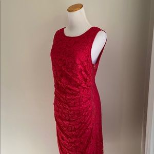 Adrianna Papell Red Lace Cocktail Dress